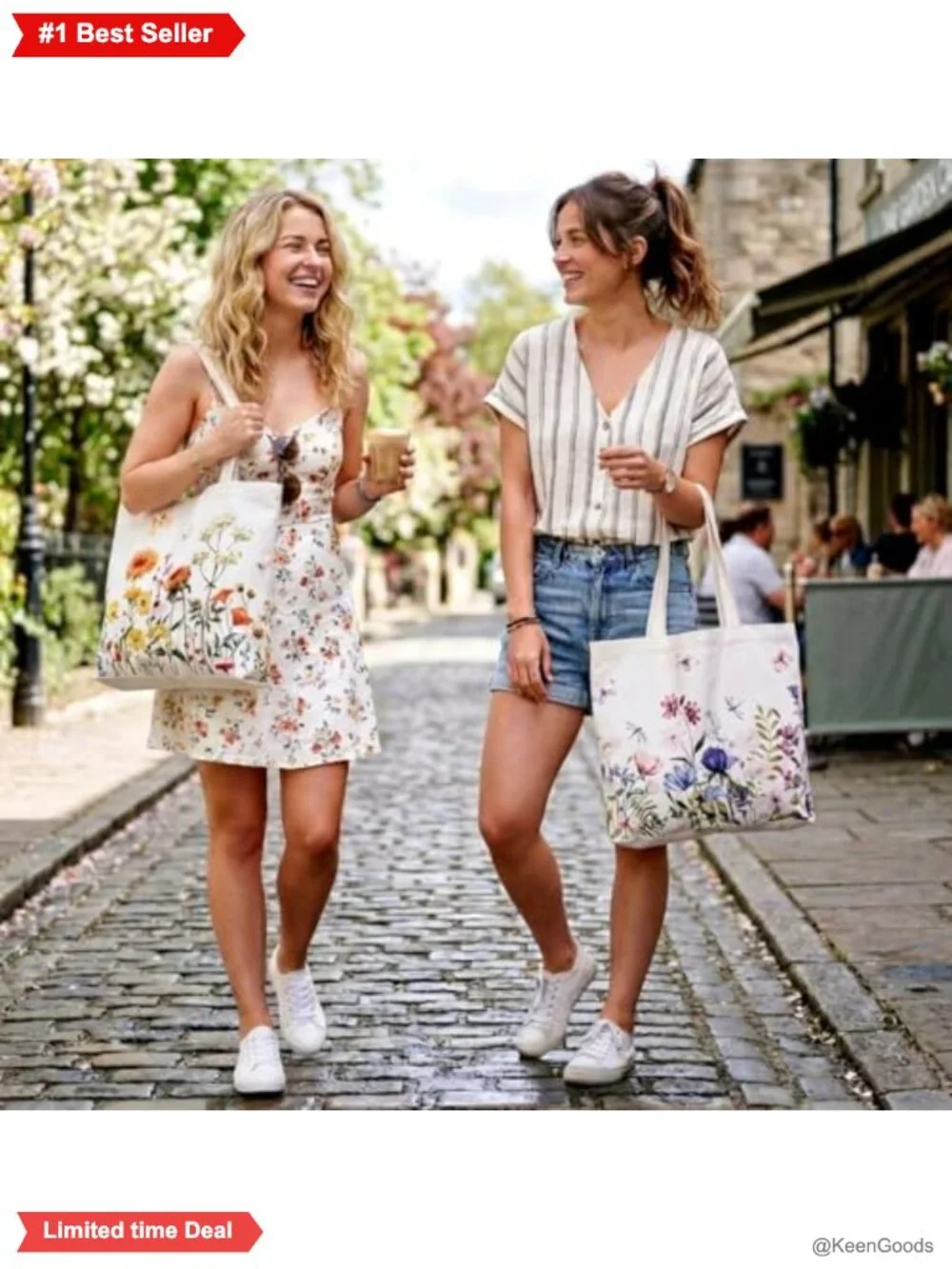 12 Pcs Canvas Tote Bags Reusable Floral Print Grocery Shopping Bags